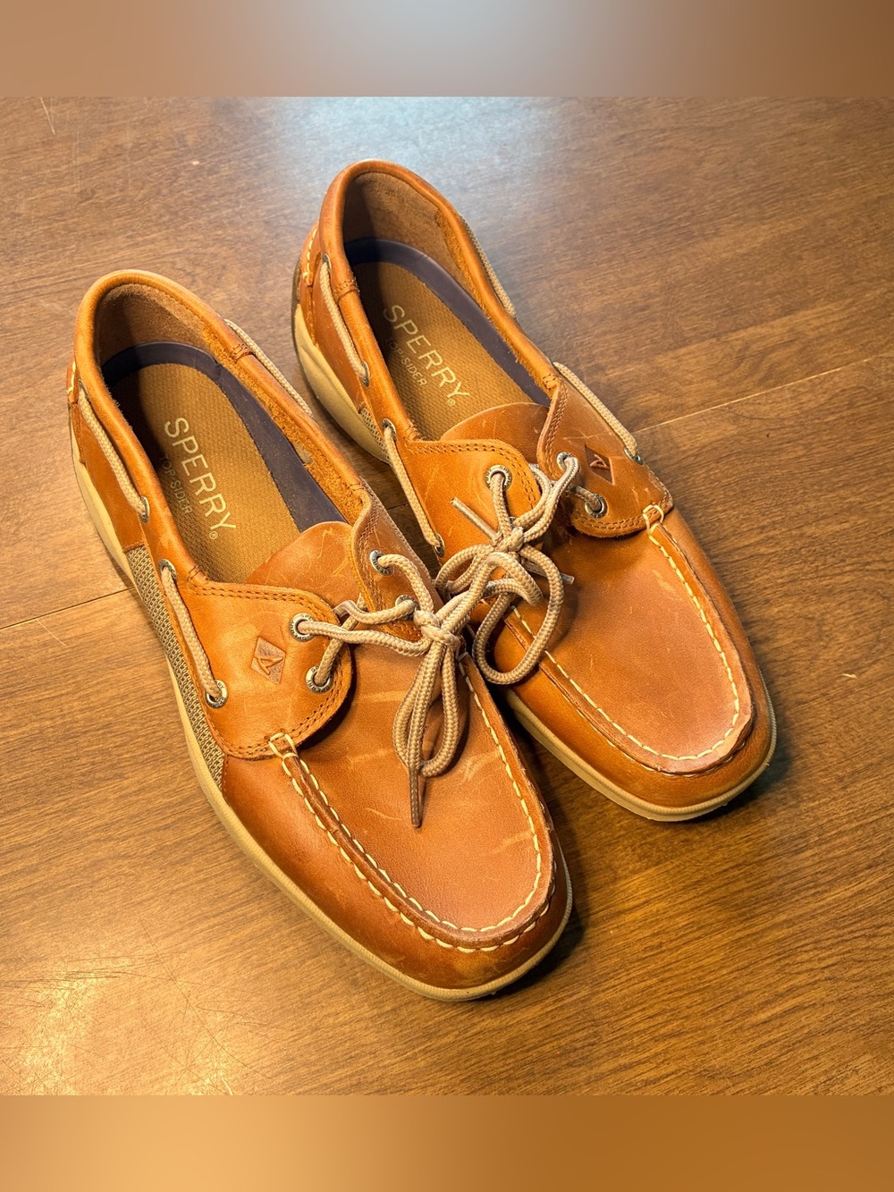 Sperry Top Sider Tarpon Tan Leather Boat Shoe Brown 10 Eye Lace Up A2061317
